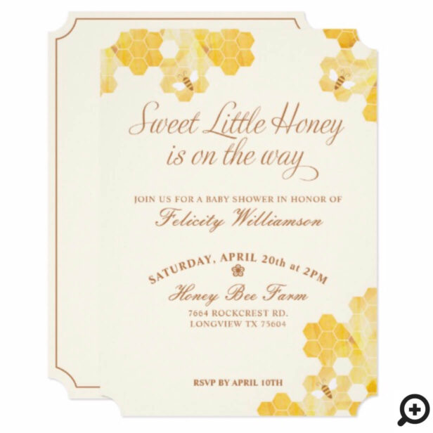 Sweet Little Honey On The Way | Bee Baby Shower Invitation