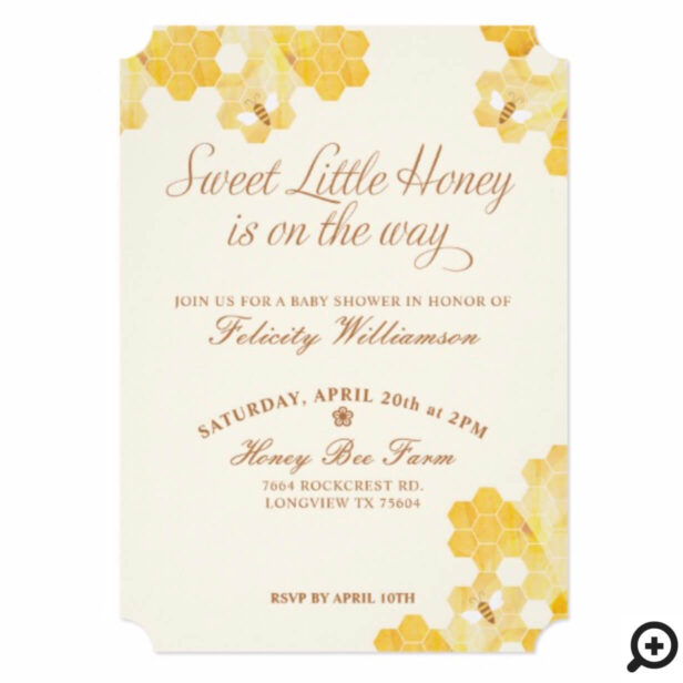 Sweet Little Honey On The Way | Bee Baby Shower Invitation