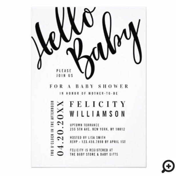 Hello Baby Gender Neutral Typographic Baby Shower Invitation