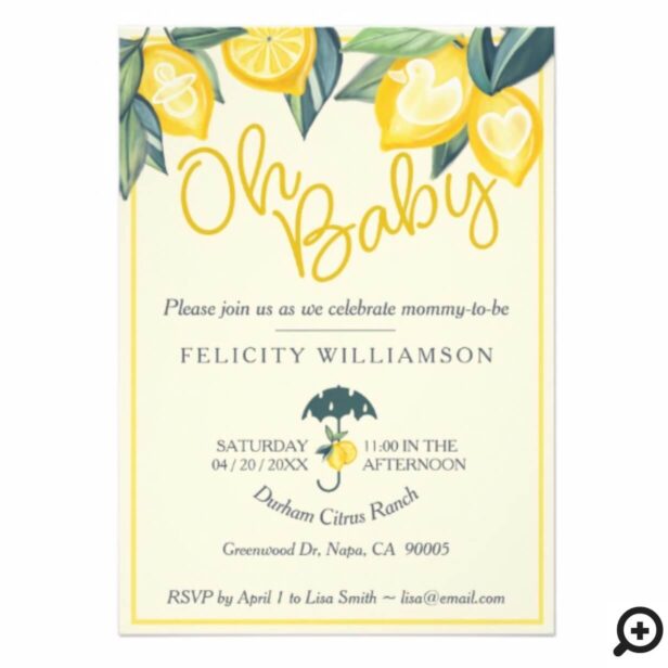 Yellow Lemon fruit Tree Baby Shower Invitation