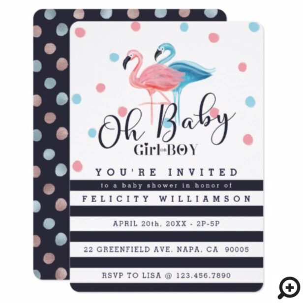 Oh Baby Girl - Boy Flamingo Baby Shower Invitation