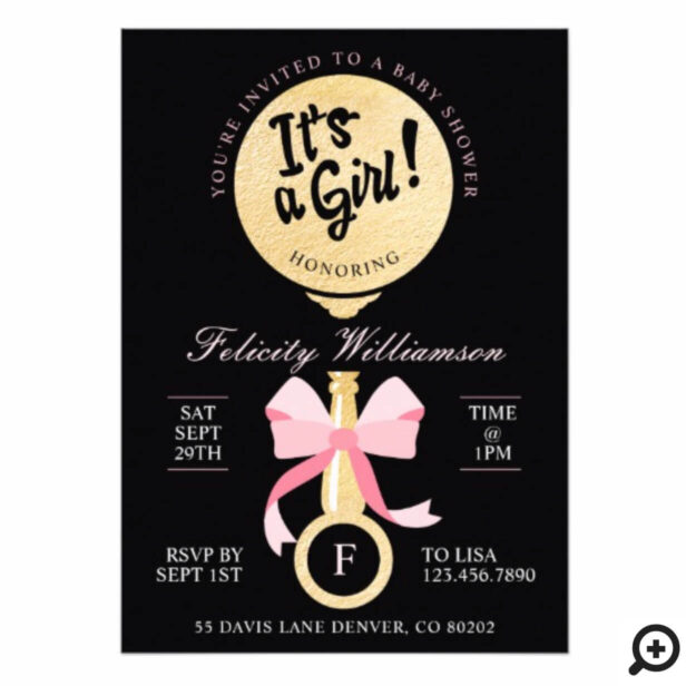 It's A Girl Baby Rattle Baby Shower Invitation