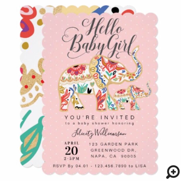 Elegant Decorative Elephant Baby Shower Invitation