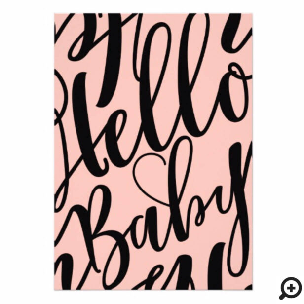 Hello Baby Girl Trendy Typographic Baby Shower Invitation