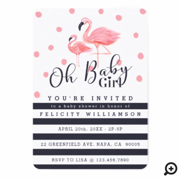 Oh Baby Girl Pink Flamingo Baby Shower Invitation