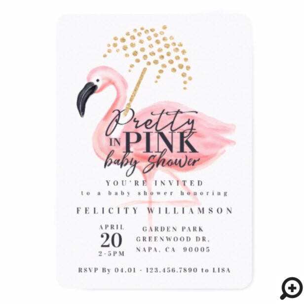 Flamingo Pretty in Pink Baby Shower Invitation