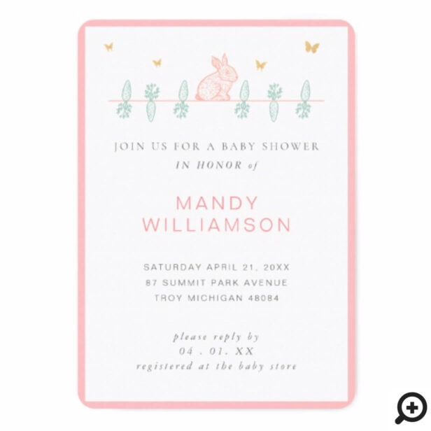 Country Bunny Rabbit Easter Baby Shower Invitation
