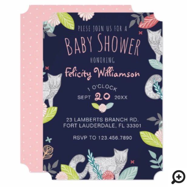 Woodland Forest Fox Animal Girl Baby Shower Card