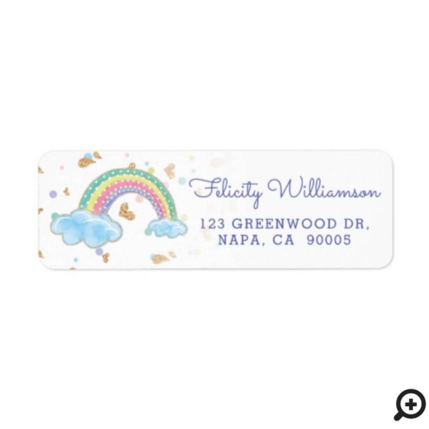 Colorful Watercolor Rainbow Confetti Baby Shower Label