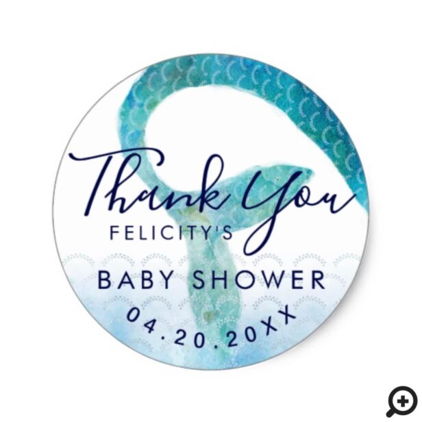 Under The Sea Ocean Watercolor Mermaid Thank You Classic Round Sticker