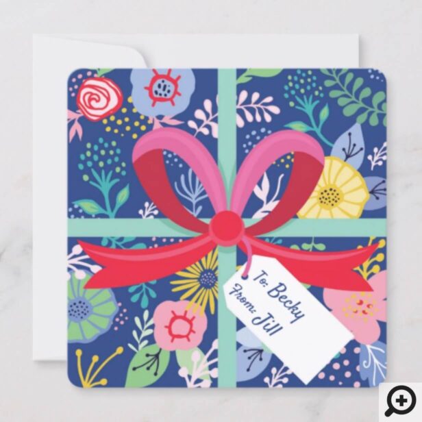 Happy Birthday Floral Flower Wrapped Present Card