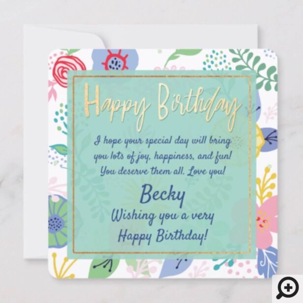 Happy Birthday Floral Flower Wrapped Present Card