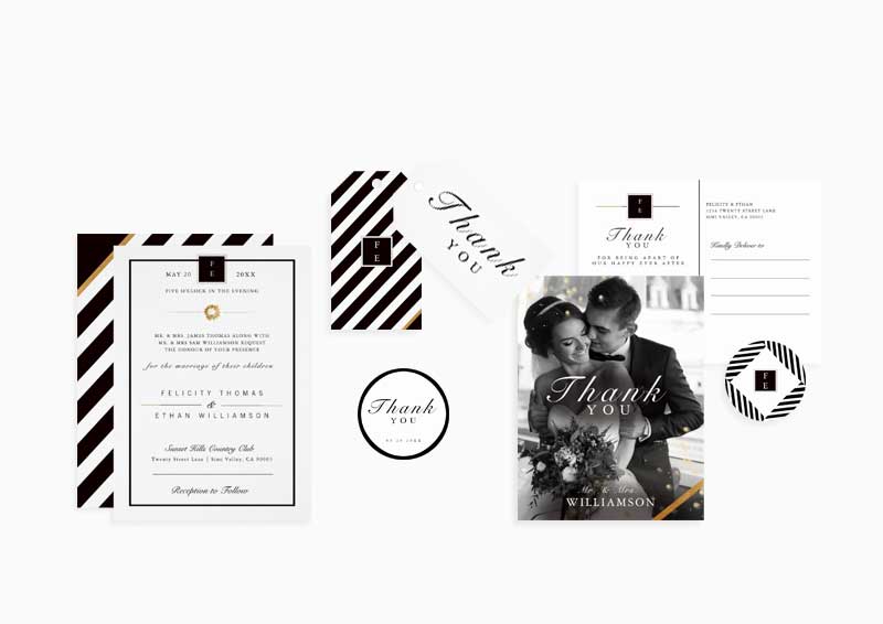 Black Gold and White Wedding Suite Collection