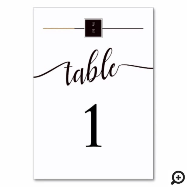 Elegant Modern Black White & Gold Wedding Table No Table Number