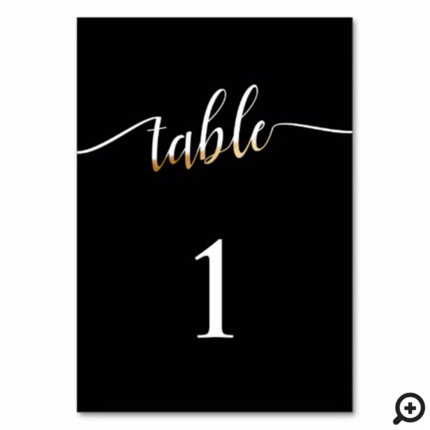 Elegant Modern Black White & Gold Wedding Table No Table Number