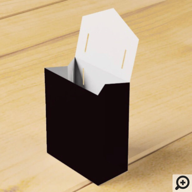 Elegant Modern Black White Gold Stripe Favour Box