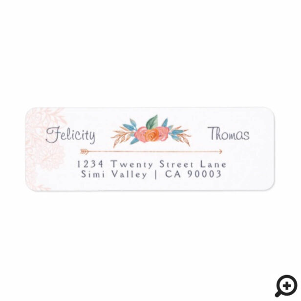 Boho Floral Bohemian Wedding Address Label