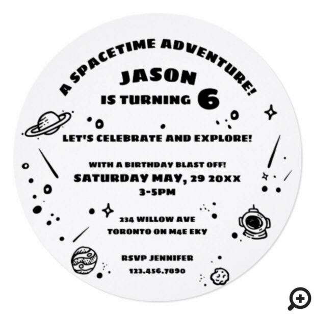 Outer Space Astronaut Birthday Photo Invitations