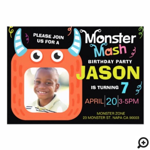 Fun Monster Mash Photo Birthday Party Invitation