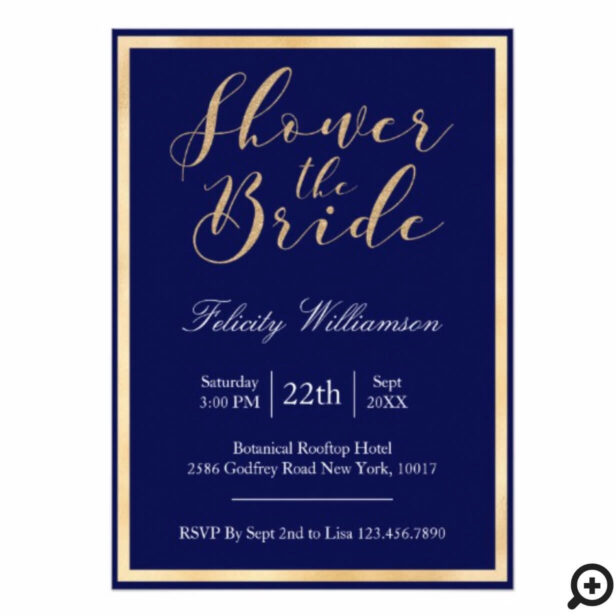 Modern Navy Blue Branch Bridal Shower Invitation