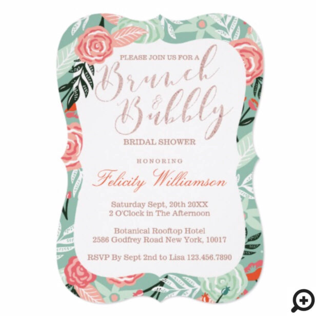 Brunch & Bubbly Floral Bridal Shower Invitationx