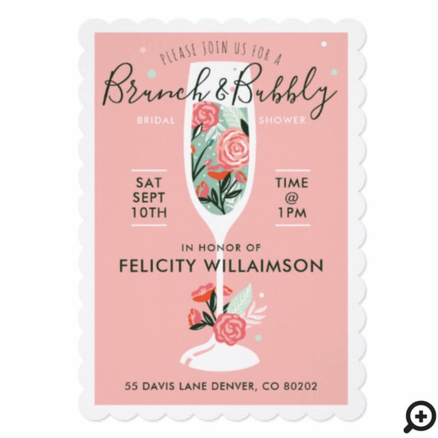 Brunch & Bubbly Floral Bridal Shower Invitation
