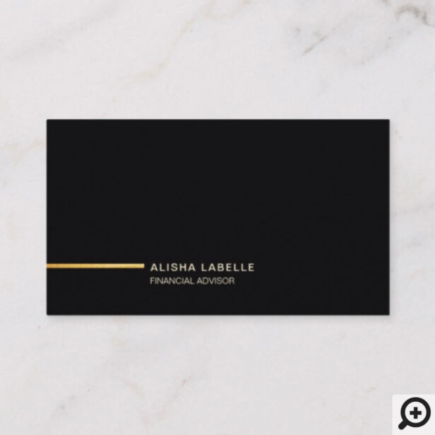 Minimal Professional Black & Gold Photo Layout Business Card
