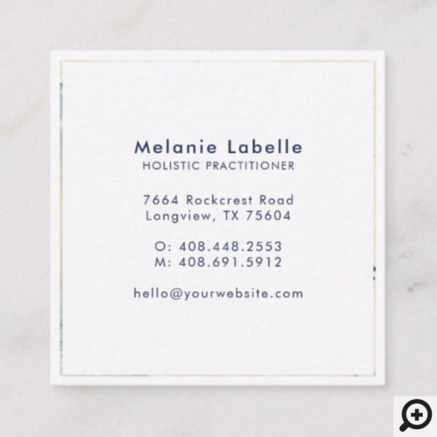 Modern Abstract Cream & Blue Watercolor Wash Square Business Card