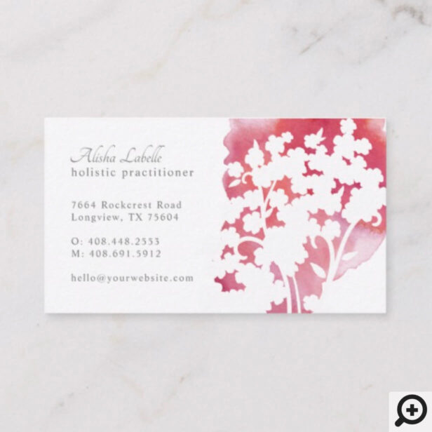 Pink Watercolor Wash & Pretty Cherry Blossom Tree Business Card