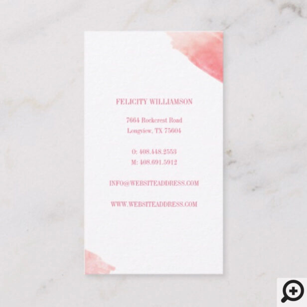 Elegant Brush Pink Watercolor Dragonfly Business Card