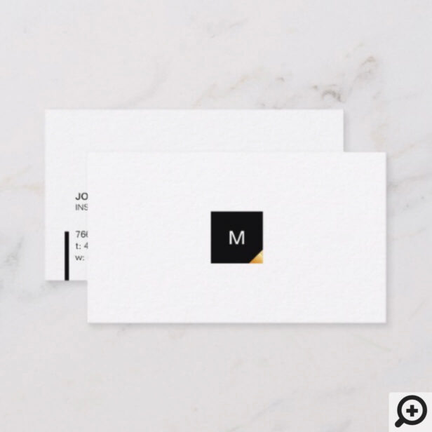Modern, Minimal Black & Gold Monogram Business Card