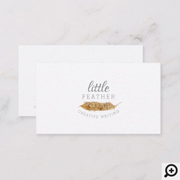 Modern, Minimal & Elegant Gold Feather Business Card