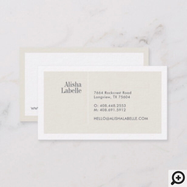 Modern Minimal Soft Beige & White Typographic Business Card