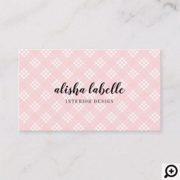 Chic & Modern Plush Pink Plaid Business Card