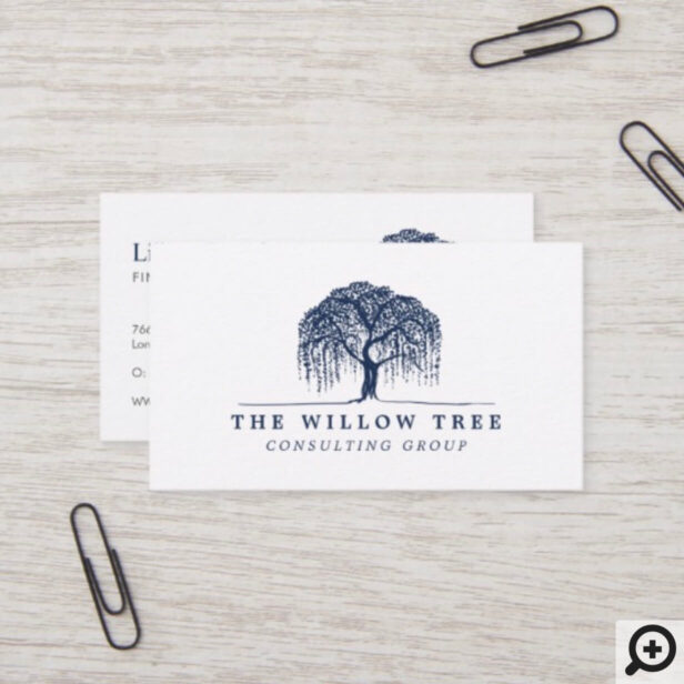 Blue Willow Tree Logo Business Card
