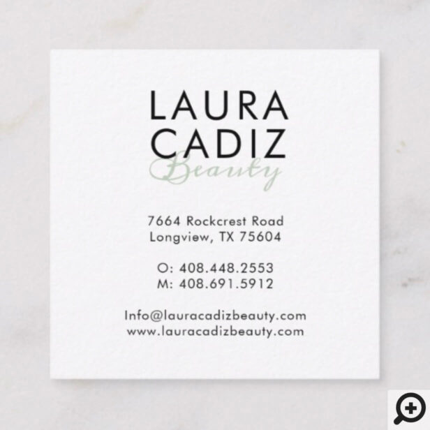 Sage Green Chic Country Floral & Foliage Frame Square Business Card