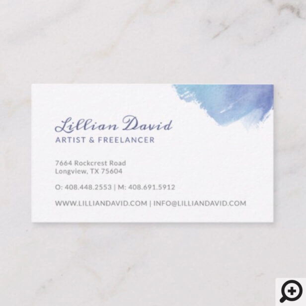 Blue & Teal Watercolour Wash Artistic Business Card