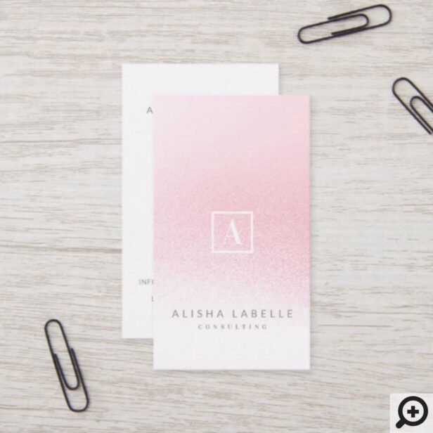 Minimal Pink Ombre Monogram Business Card
