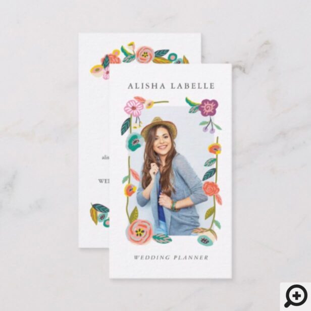 Chic & Stylish Floral Fresh Flower Photo Frame Business Card