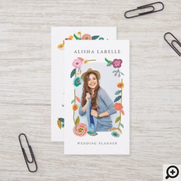 Chic & Stylish Floral Fresh Flower Photo Frame Business Card