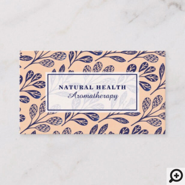 Natural Navy Blue Foliage Botanical Print Business Card