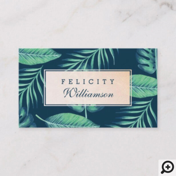 Tropical Oasis Watercolor Palm Leaf & Foliage Business Card