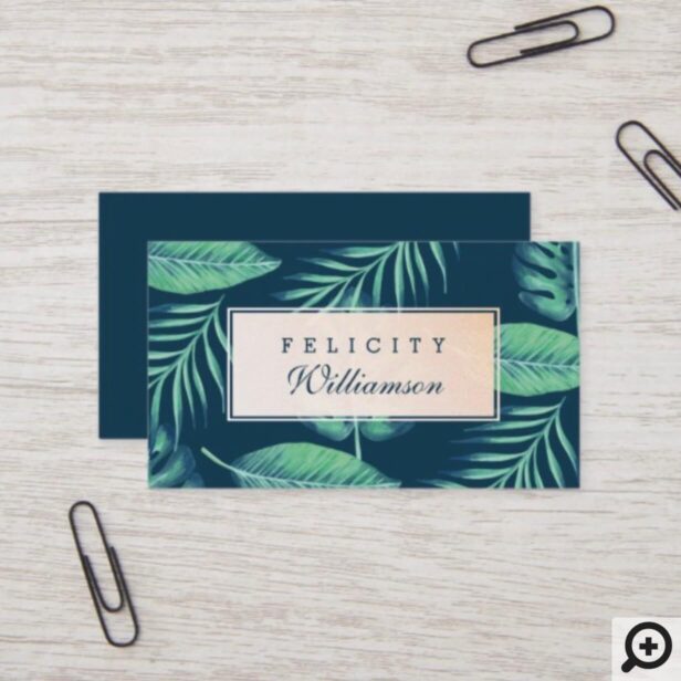 Tropical Oasis Watercolor Palm Leaf & Foliage Business Card