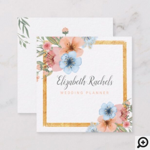 Floral Flowers & foliage Boutique Wedding Planner Square Business Card