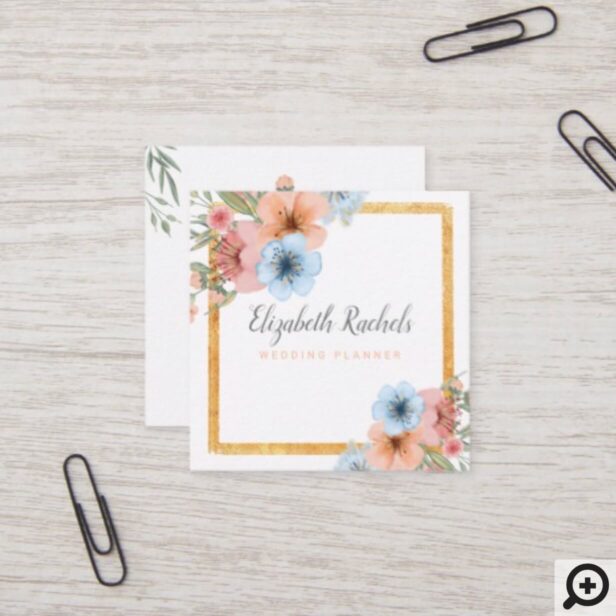 Floral Flowers & foliage Boutique Wedding Planner Square Business Card