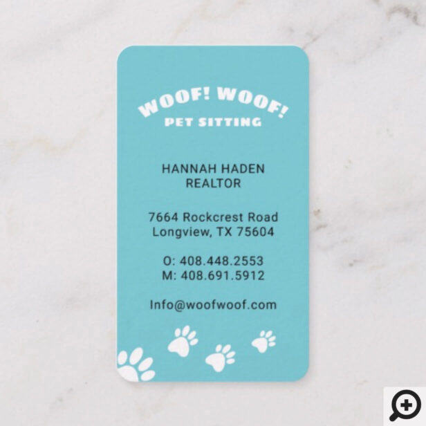 Black & White Happy Dog Pet Sitting & Gromming Business Card