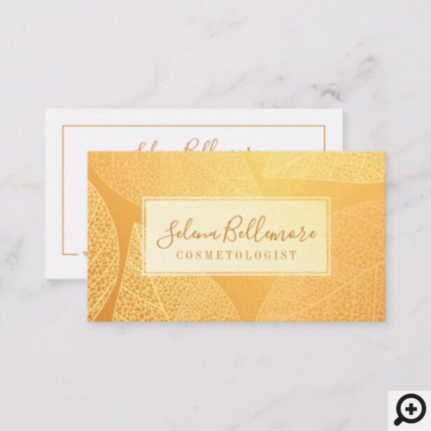 Elegant Gold Natural Pressed Leaf Business Card