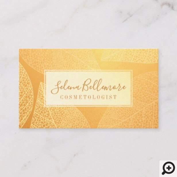 Elegant Gold Natural Pressed Leaf Business Card