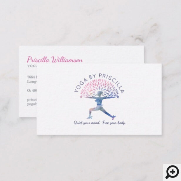 Blooming Tree Woman Yoga Pose Logo Business Card