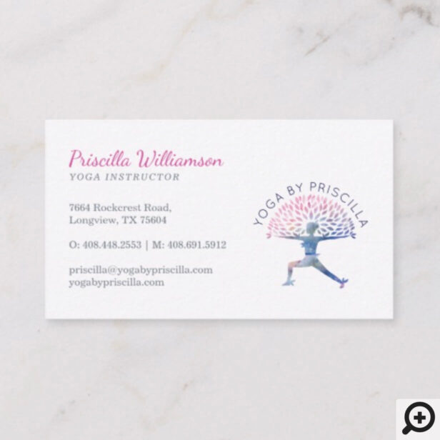 Blooming Tree Woman Yoga Pose Logo Business Card